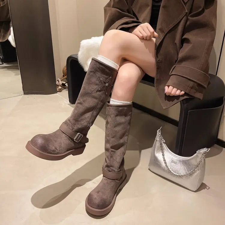 Women's New Autumn Winter Platform Nubuck Tall