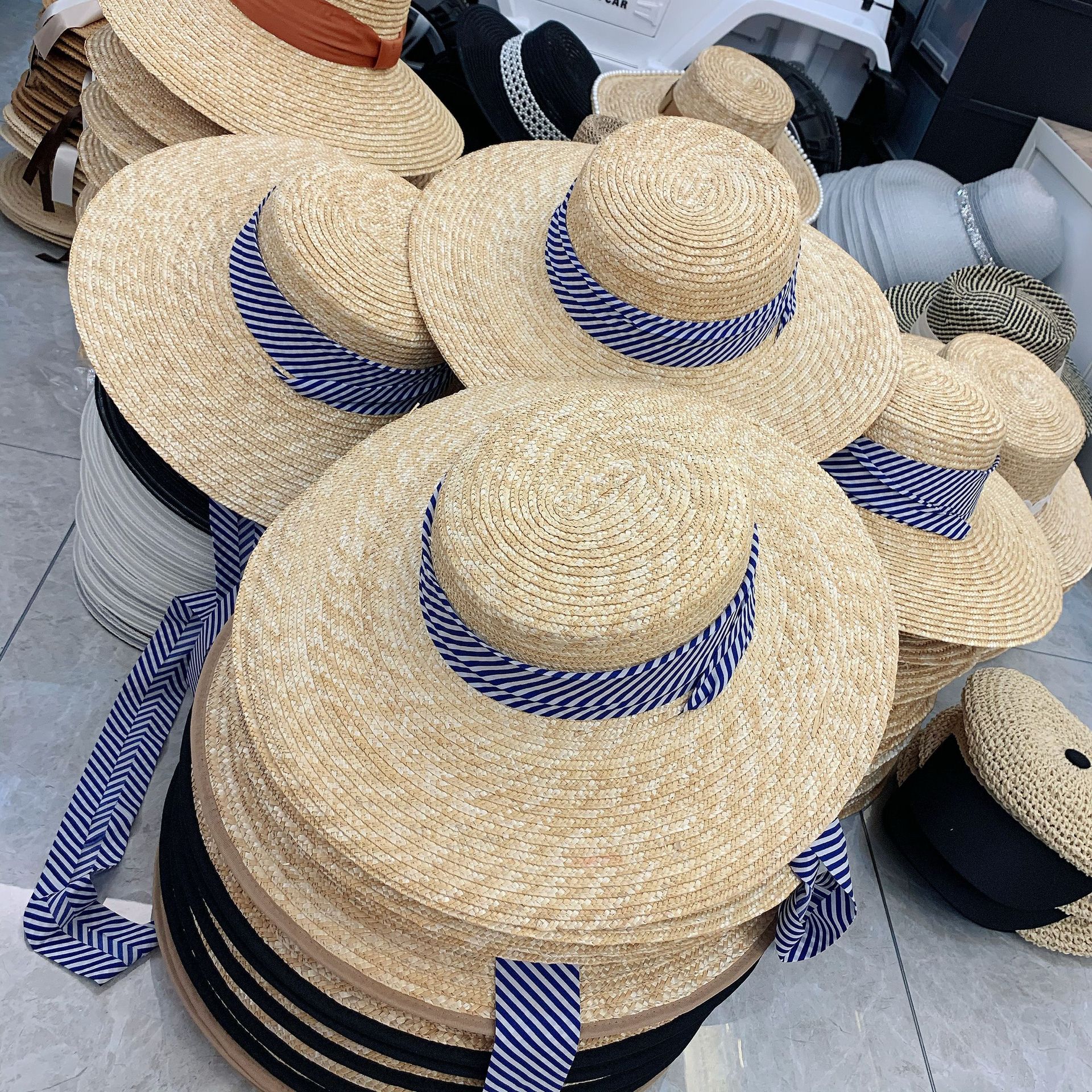 Blue Strappy Beach Spring Summer Seaside Sun Hat