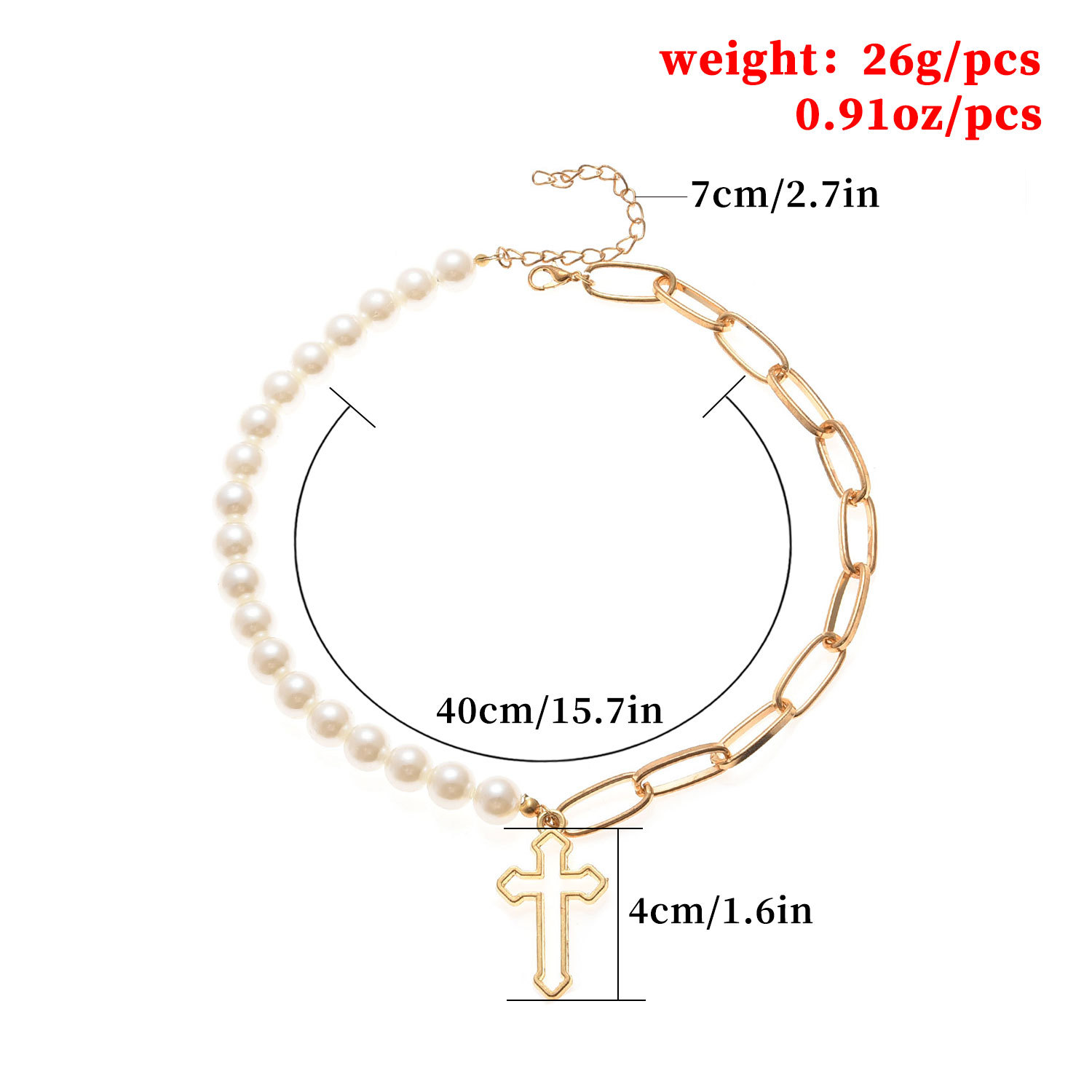 Jewelry Fashion Pearl Chain Cross Necklace