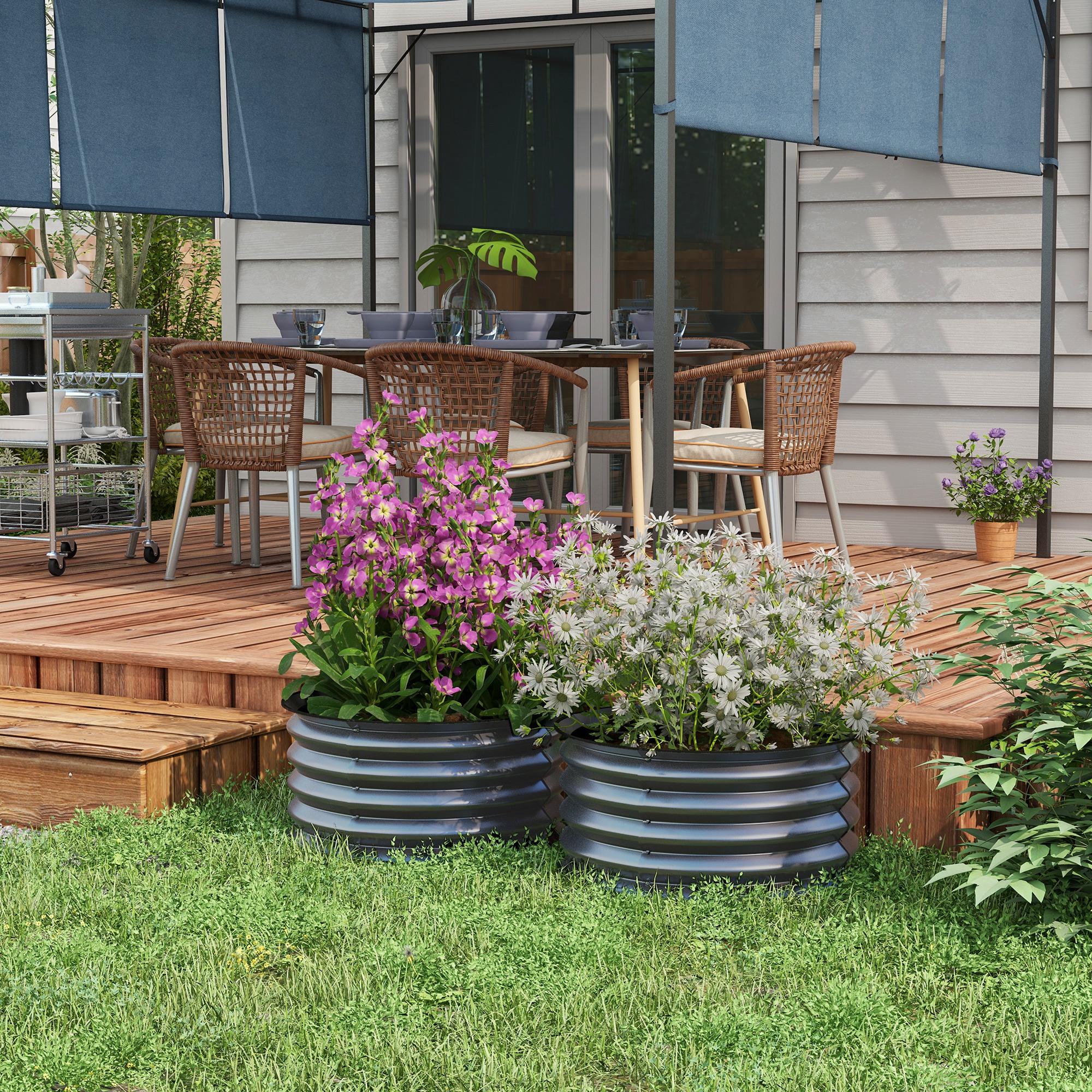 Two Piece Elevated Garden Bed, Metal Planting Box With Safety Edge, Easy — image 4