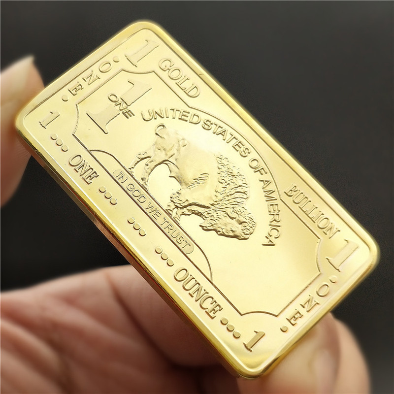 Gold-plated Bison Commemorative Coin Squares