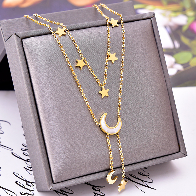 European And American Double Layer Necklace Roman Round Heart