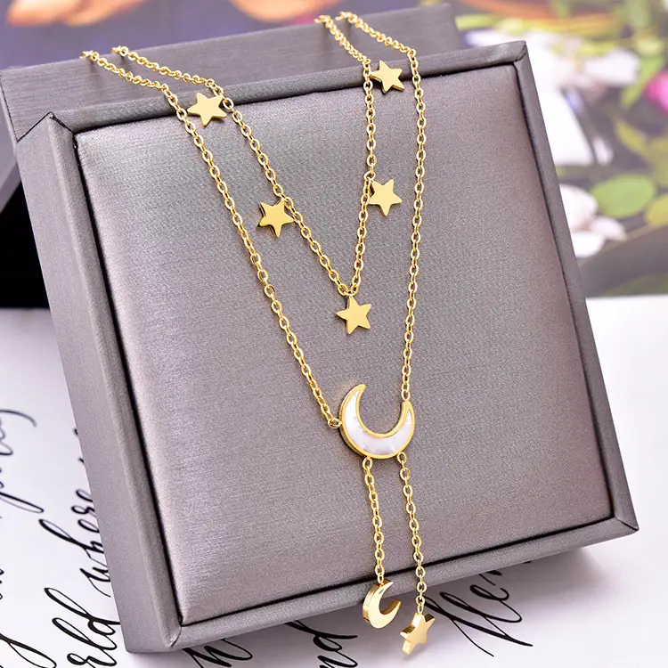 European And American Double Layer Necklace Roman Round Heart