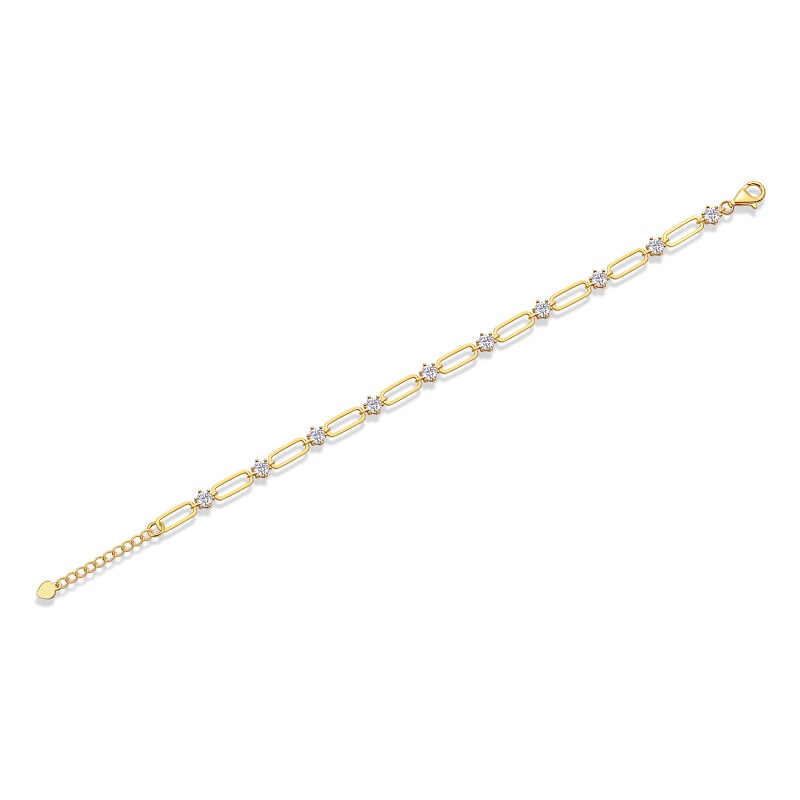 Set With Top-quality Moissanite, This Luxurious And Fashionable Light Luxury Trend Jewelry Silver Bracelet Is S925 Silver-plated With Gold