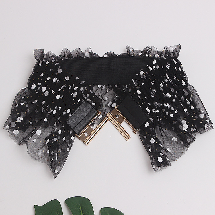 Title 3, Glitter Polka Dot Mesh Pleated Elastic Waist Me...