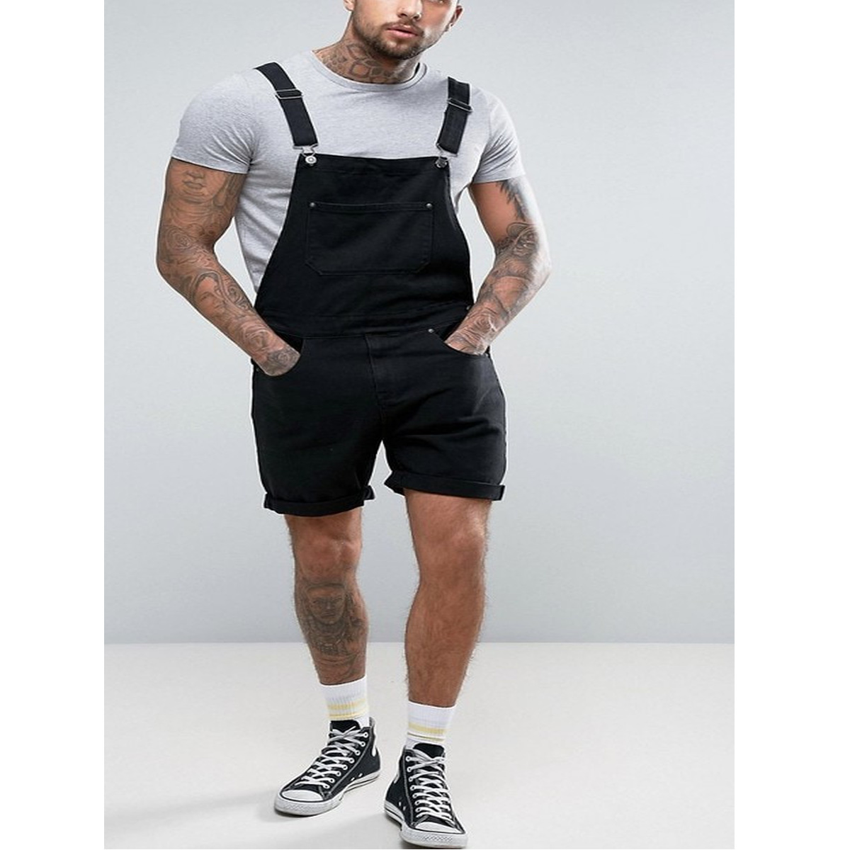 Title 6, Retro Denim Shorts für Herren mit weißem Rand, ...