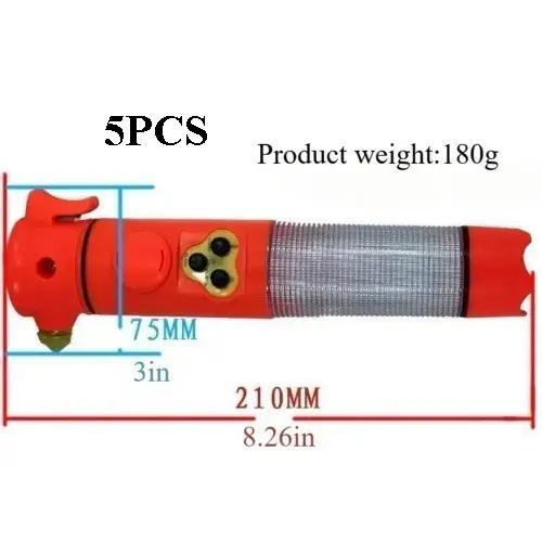 Red&Yellow Multi-functional Car Safety Hammer With Flashlight