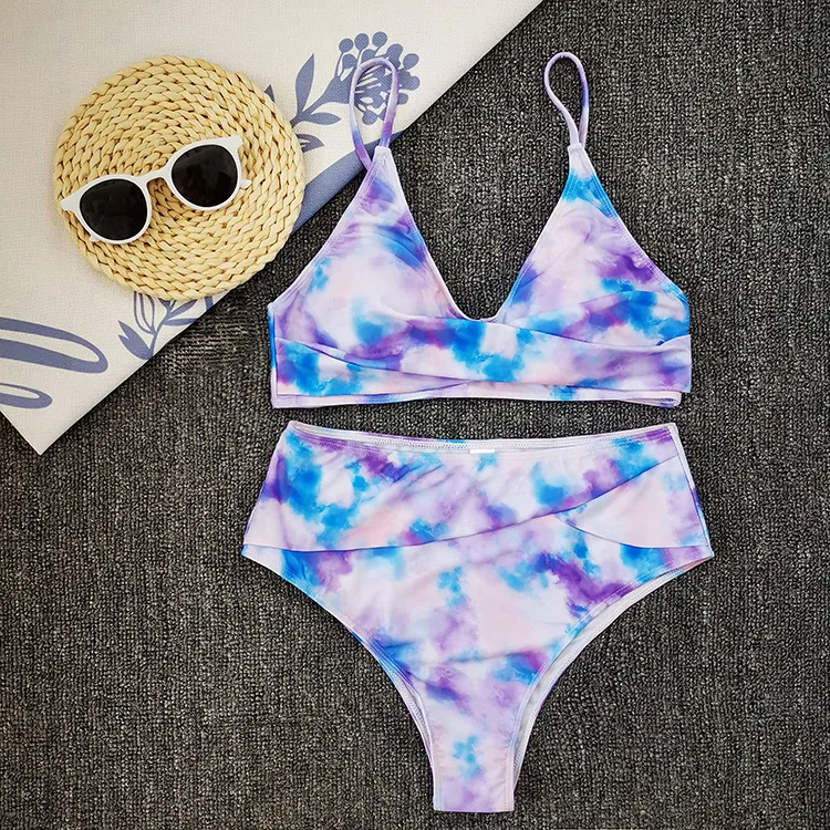 Solid Color Bikini Sexy Strappy Swimsuit - Purple