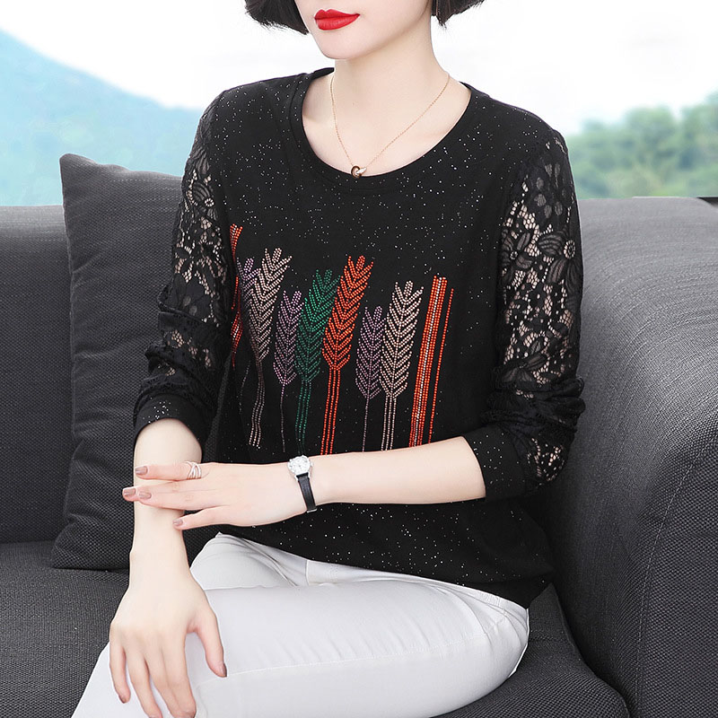 New Women's Lace Stitching Loose And Thin Fashion Hot Drill Top