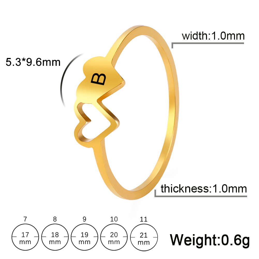 Hollow Out Double Love Ring 18k Real Gold Plating Non-fading Jewelry