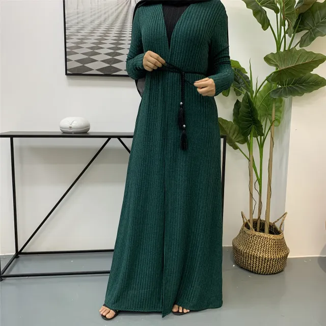 Long Sleeved Knitted Sweater Jacket Robe Green - Shop at LoveMi