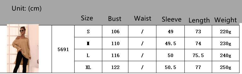 Long Sleeve Off-the-shoulder Split Irregular Sweater