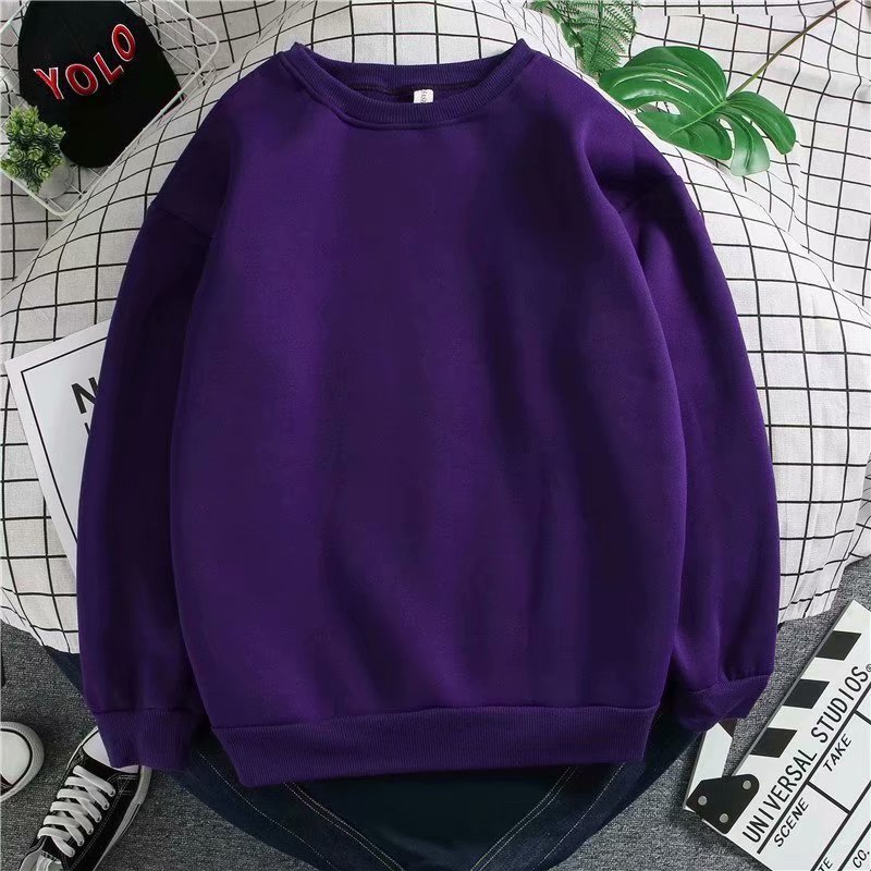 Title 3, Plus Velvet Port Style Solid Color Sweater