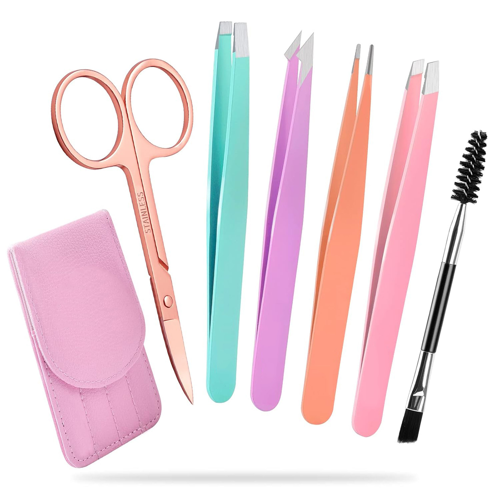 Professional Eyebrow Tweezers Set Stainless Steel Tweezers And Curved Scissors For Precise Shaping With Case Ideal For Ingrown Hair Removal Colors - Shop at LoveMi