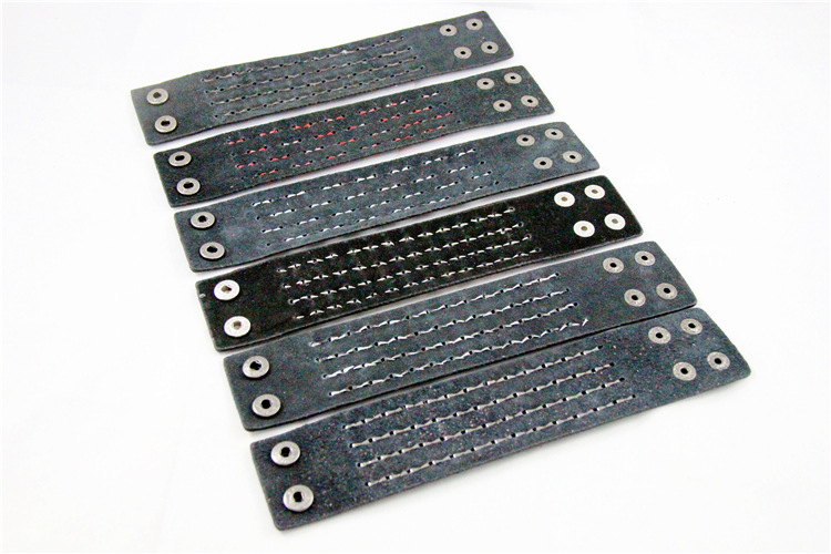 4 Rows Of 9MM Square Nail Punk Leather Wrist Strap