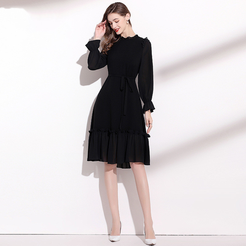Slim Black Long Sleeve Dress