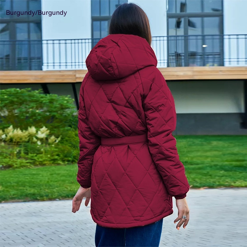 Plaid Slim Fit Baseball Cotton padded Jacket Wine - Shop at LoveMi