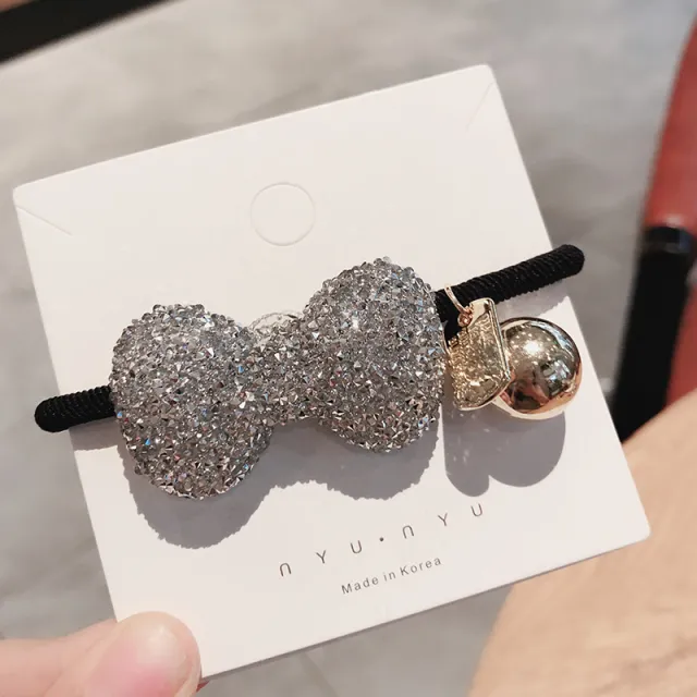The Same Bow Hair RopeNet Red Girl Hair Ring, All match Rubber Band Ball Head Rope Bow Silver - Shop at LoveMi