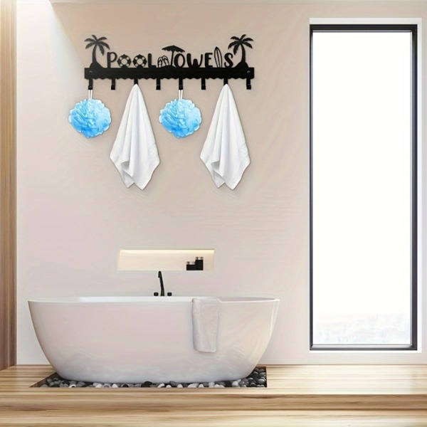 Cifbuy1 PC un porte-serviettes de piscine moderne très pratique en fer fait à la – Image 3