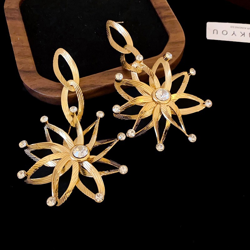Elegant Vintage Flower Drop Earrings Women Silver Needle Floral Dangle Earrings Jewelry Gift
