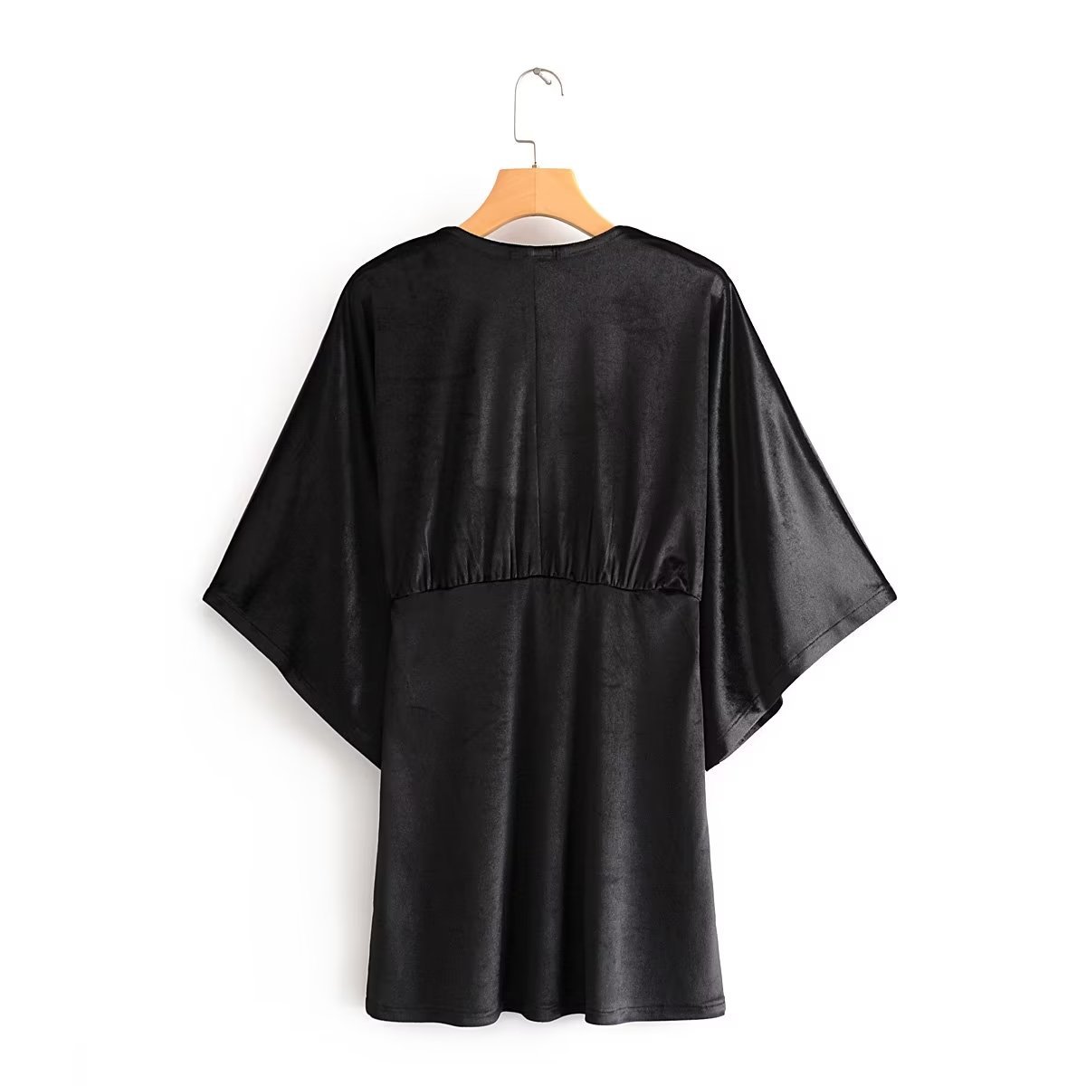 Jewelry Button Velvet Dress V-Neck