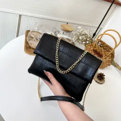 Chain Small Square Bag Messenger Bag Female Bag - Black - View 1
