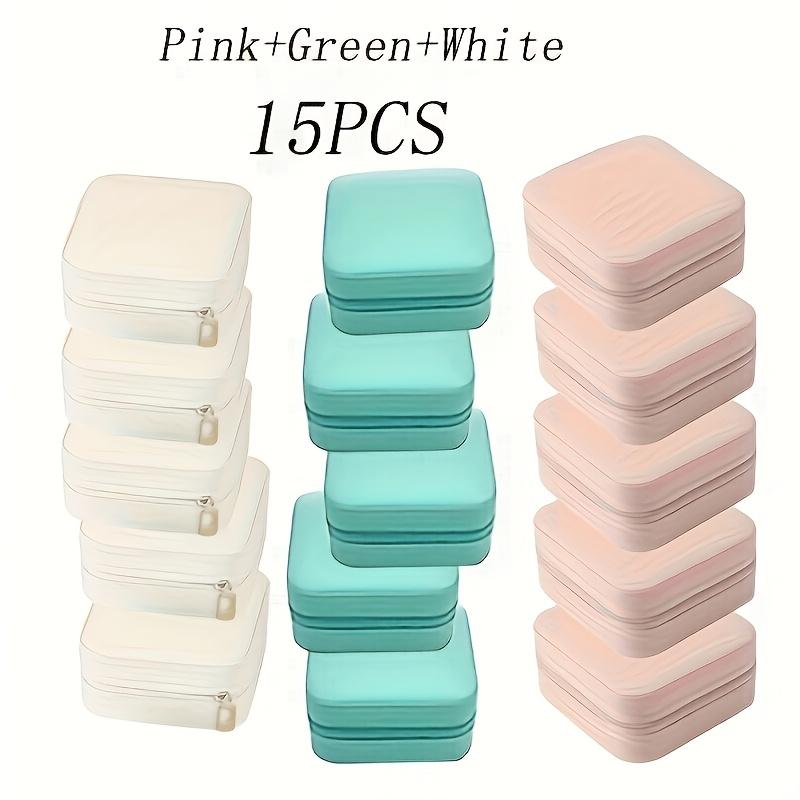 15 Piece Set High Quality Mini Portable PU Leather Travel Jewelry Box  Large Capacity For Rings, Earrings, Pendants, Watches, Necklaces, And Lipstick Fresh 3-Color Jewelry Organizer