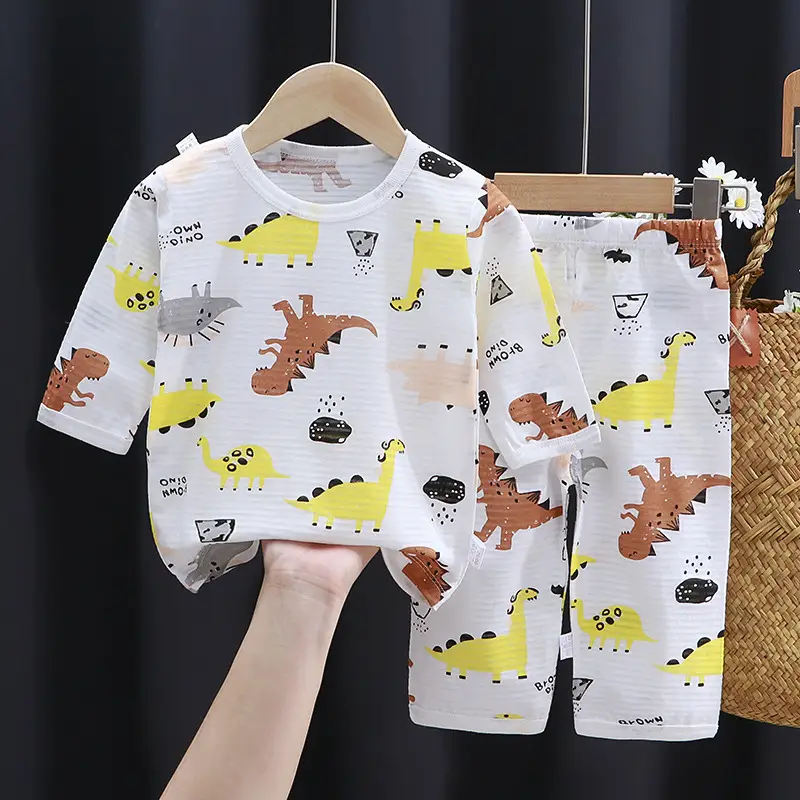 Three-quarter Sleeves Thin Children's Cotton Pajamas Suit