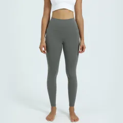 Pocket High Waist Buttock Lifting Yoga Clothes Elastic Abdominal Compression Tight Sweatpants - Green Grey - View 1