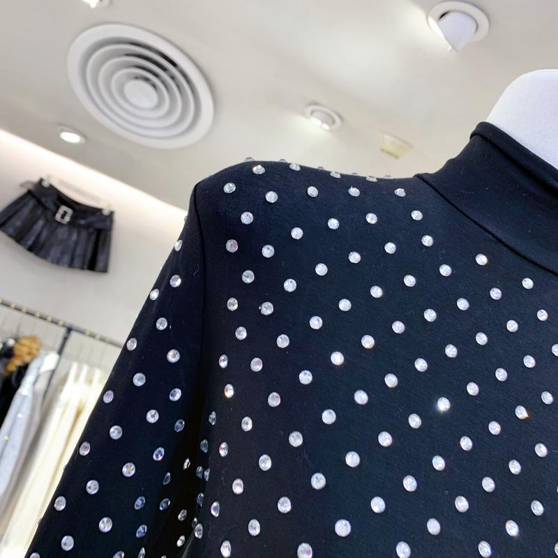 Women's Fashion High Neck Mesh Long Sleeve Bottoming Shirt