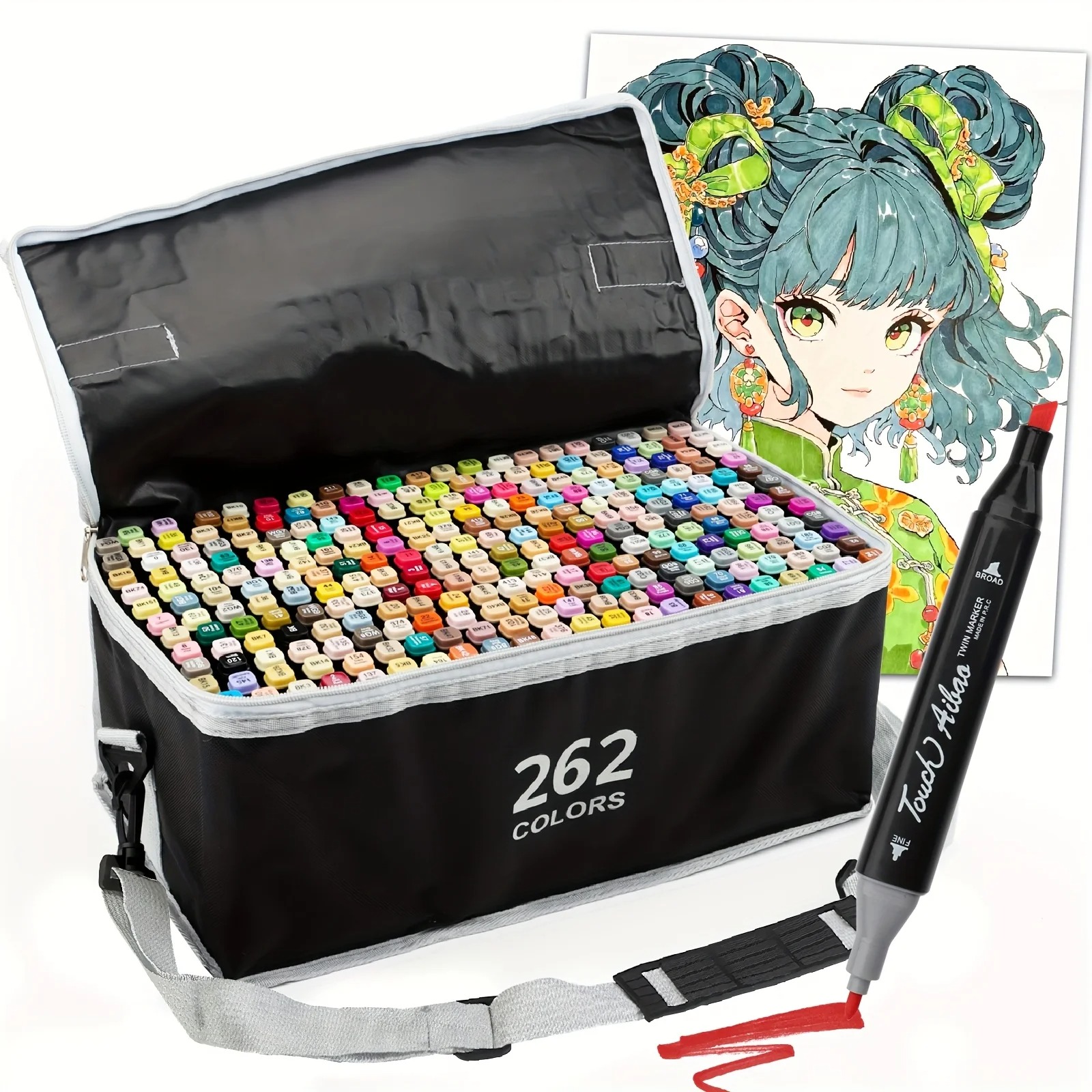 262 Colours Dual Tip Marker Set Quick Dry Sketching Drawing Pens Art Markers Set