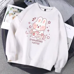 Hoodless Sweater Women Spring And Autumn Round Neck Jacket Salt Girl Blouse - White - View 1