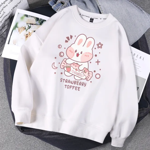 Hoodless Sweater Women Spring And Autumn Round Neck Jacket Salt Girl Blouse White - Shop at LoveMi