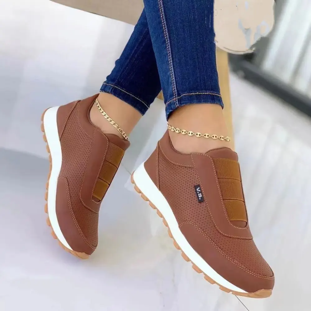 Women Flats Shoes Elastic Band Design Platform Sneakers