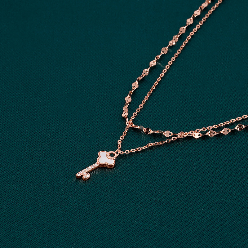 S925 Sterling Silver Necklace Female Design Sense Senior Double Key