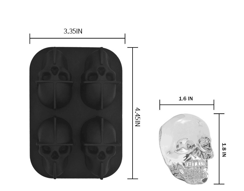 Title 3, Skull Ice Tray Mold Silicone Ice Box Ice Cube M...