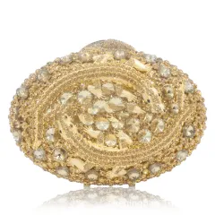Women's Rhinestone Clutch Evening Bag - Gold - View 1