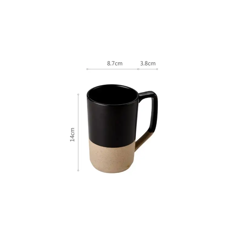 Large Capacity Japanese Retro Ceramic Mug With Lid Spoon