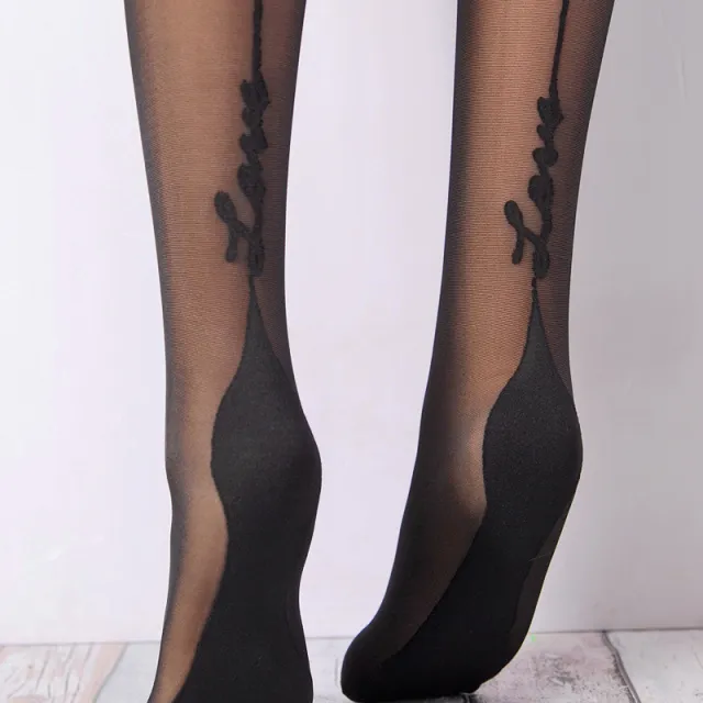English LOVE Back Vertical Line Silk Stockings Black - Shop at LoveMi