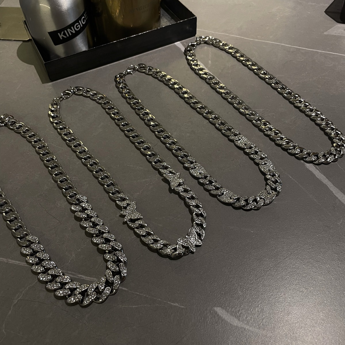 Full Diamond Splicing Cuban Chain Necklace Male