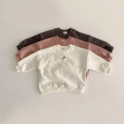 Children's Korean Style Embroidered Pear Sweatshirt