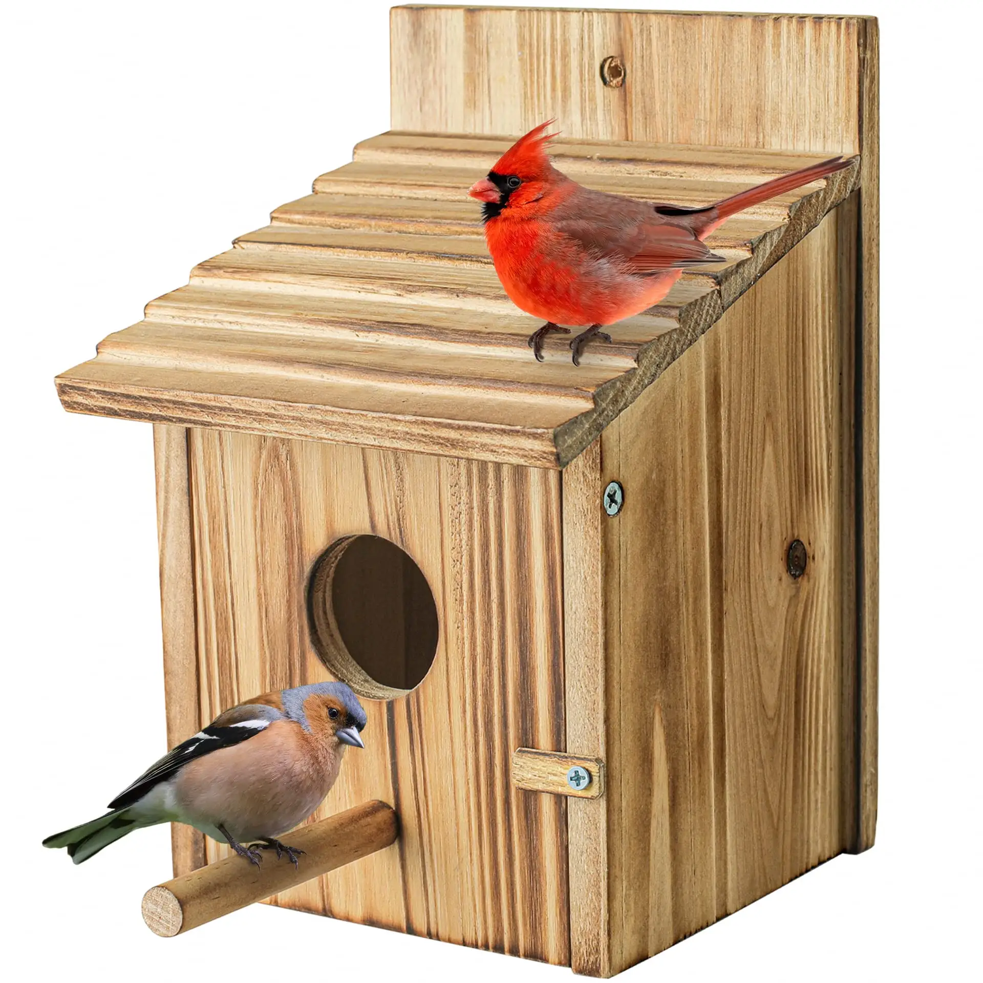 Wooden Bird House For Outside, Hanging Natural