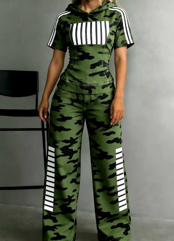 American-style Trendy Striped Suit Set