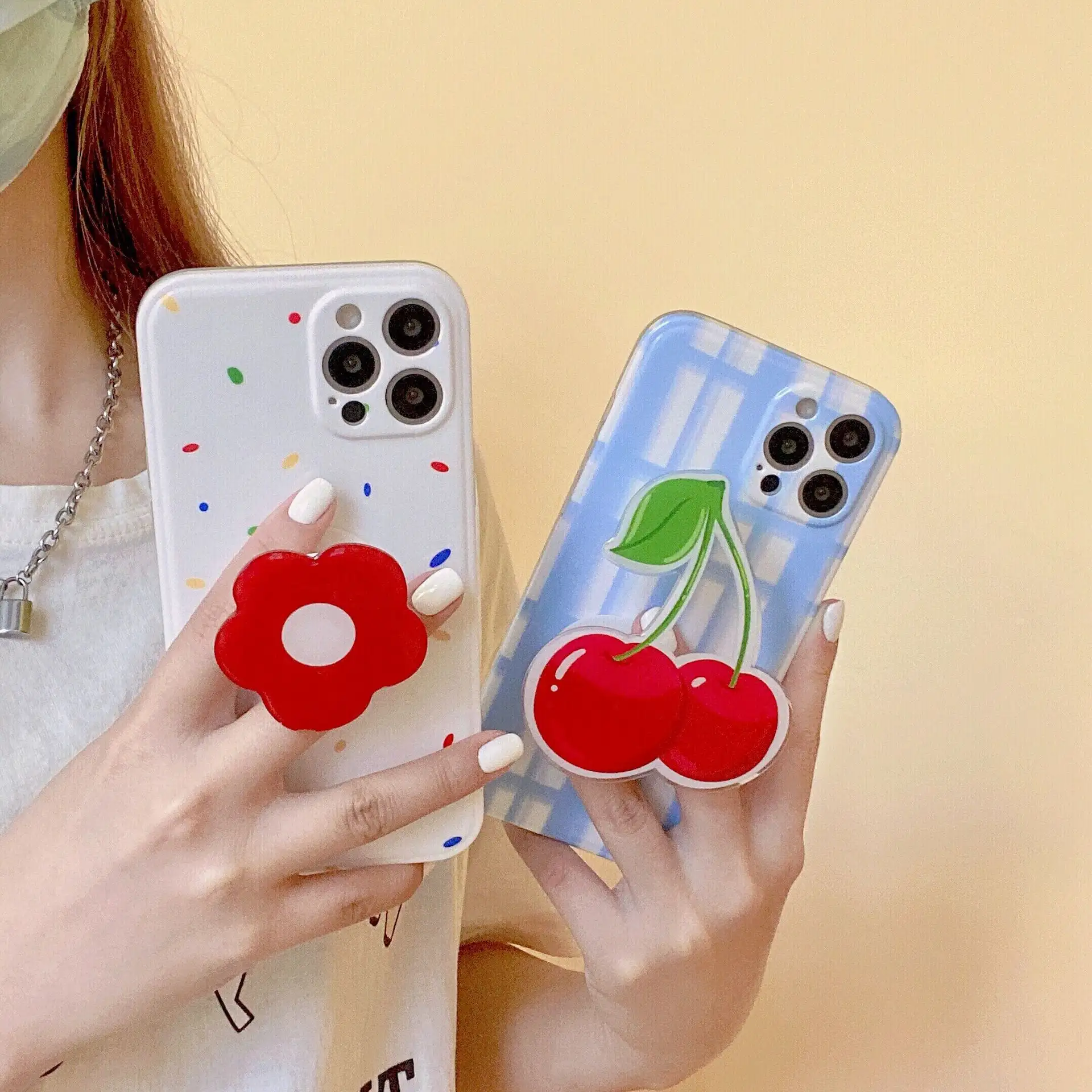 Silicone Colorblock Checkerboard Phone Case