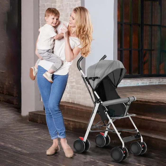 Foldable Baby Stroller Pram Pushchair With Sunshade Foot Brake Buggy Travel UK