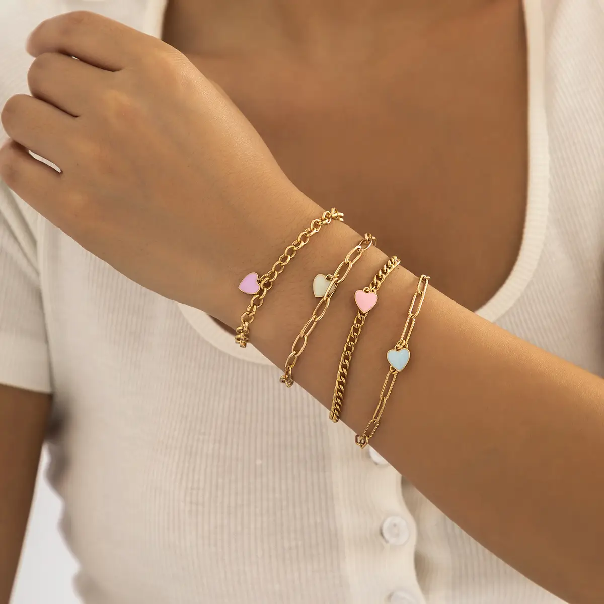 Stackable Geometric Cross Bracelet Set