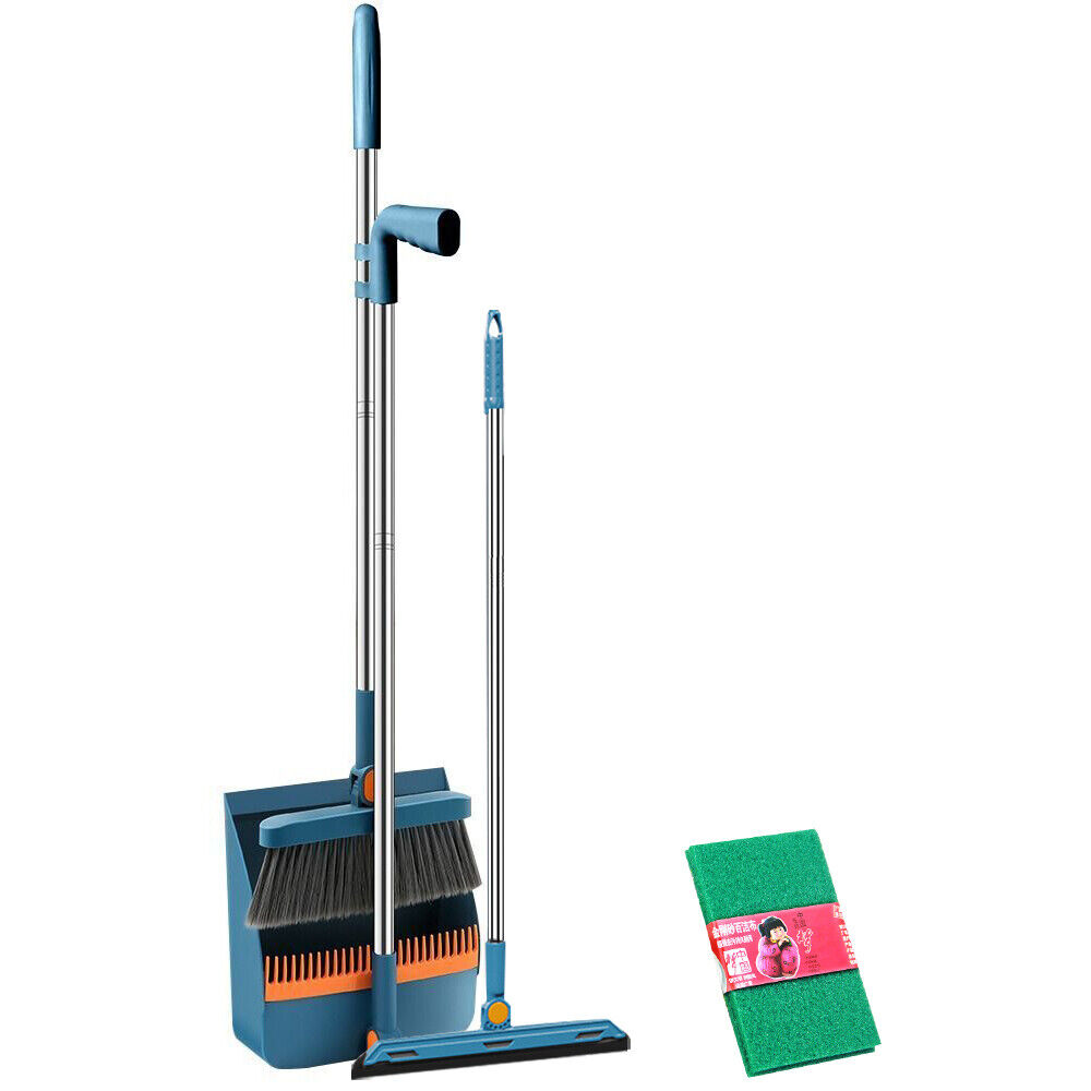 Long Handled Dustpan And Brush Set Strong Metal Handle Dust Pan & Broom Sweeper