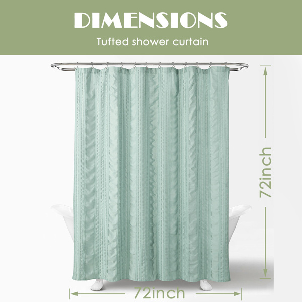 Tufted Shower Curtain - Seersucker Striped Modern Bathroom Curtain,72x72 Inch
