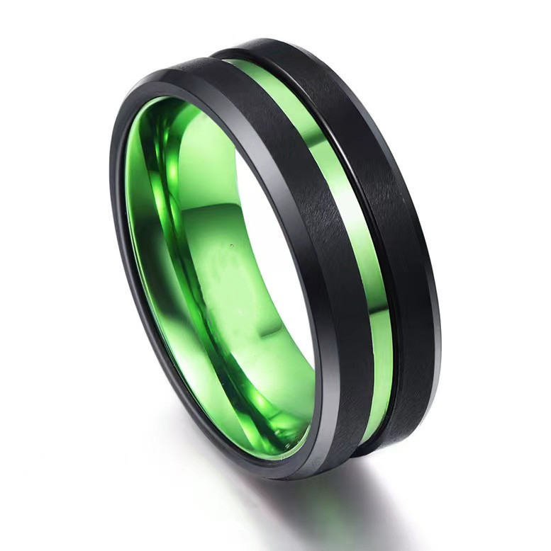 Title 2, Fashion Personality Red Green Titanium Steel Ring