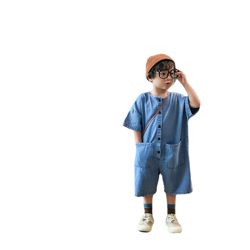 جمبسوت بأكمام قصيرة بطراز كوري للأولاد والبنات